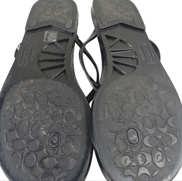 COACH Black White Landon Jelly Bow Flip Flop SANDALS Size 9 - Picture 10 of 10